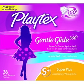 Playtex Gentle Glide 360 Tampons, Plastic, Super Plus Absorbency,36count Unscented