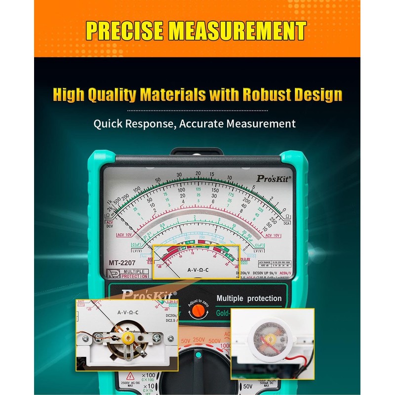 Pro'sKit Tool Solutions MT-2207 Protection Function Analogue Multimeter Quick Response