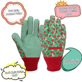 OIZEN 3 Pairs Pack Kids Garden Gloves, Gardening Gloves for Kids, Gardening Gifts for Kids Toddlers, Children's Gifts Gloves (Medium for Age 4-5)