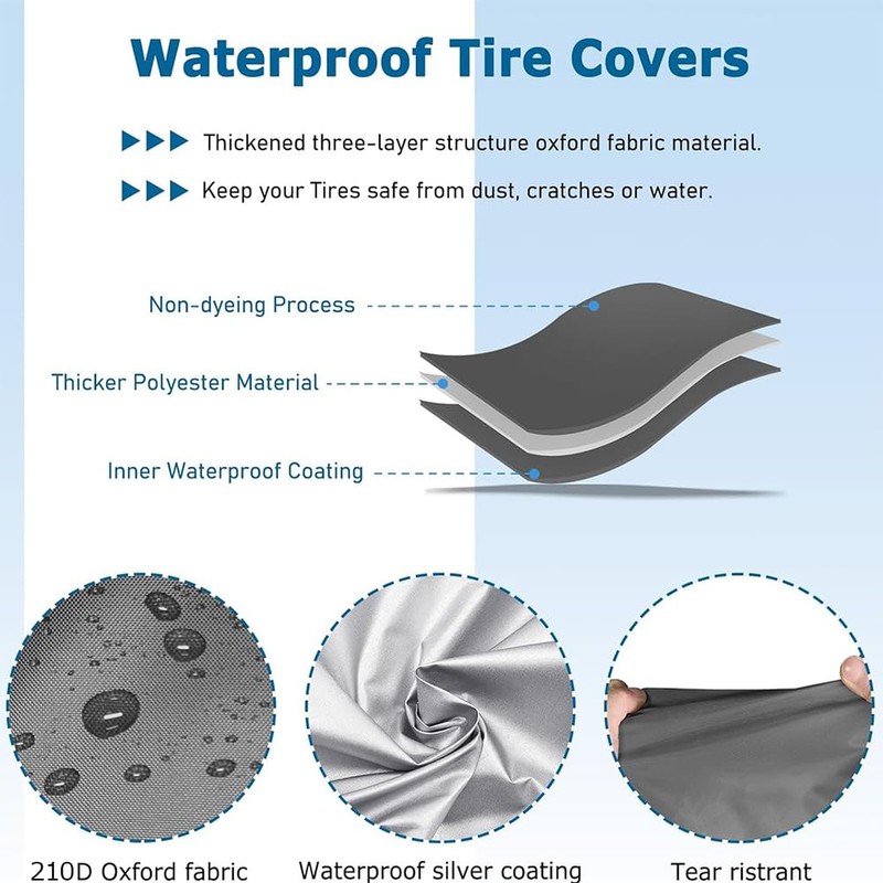 4 Pack/Set 210D Oxford Wheel Covers, Storage Tote Bags with