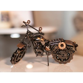 Homezone® Stylish Bronze Effect Metal Motocross Motorbike Sculpture Model Nuts & Bolts Desk Office Decor Sculpture Men's Desk Decor Home Decor Mens Gift Bike