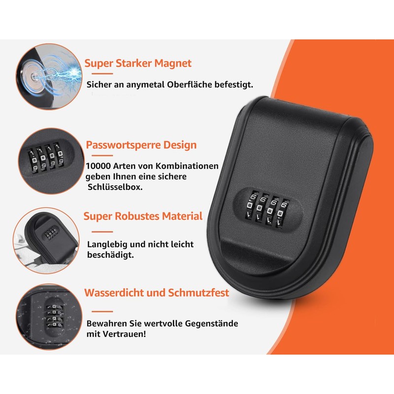 Buenotec Key Safe with 4-Digit Combination Code for Car Keys,