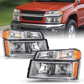 TUSDAR 4pcs Headlight Assembly Set Replacement for 2004-2012 Chevy Colorado/GMC Canyon, 2006-2008 Isuzu I-Series w/Bumper Lights Passenger & Driver Side