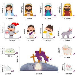 WATINC 14PCS Easter Table Decoration Easter Table Centerpieces Wood Crafts Decoration Easter Wooden Table Sign Decorations Nativity Scene Jesus Party Accessories Wooden Crafts for Home Living Room