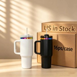 Rainbow Plated Tumbler 40oz with Handle and Stocked Supply for Immediate Shipmentcolor: 16pcs mixed, capacity: 40 oz