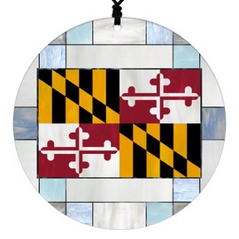 Maryland Christmas Ornament - Faux Stained Glass Design Effect Featuring State Flag - 2024 Acrylic Tree Decoration - Holiday Gift and Home Decor