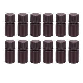 PATIKIL 12Pcs 10ml Reagent Bottles, PP Wide Mouth Round Bottles with Screw Cap for Lab Water Reagent Liquids Solid Sample Storage Seal, Brown