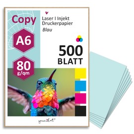 younikat DIN A6 Paper 80 g/m² I 500 Sheets in Light Blue I Copy Paper Blank Recipe Paper I dv1505