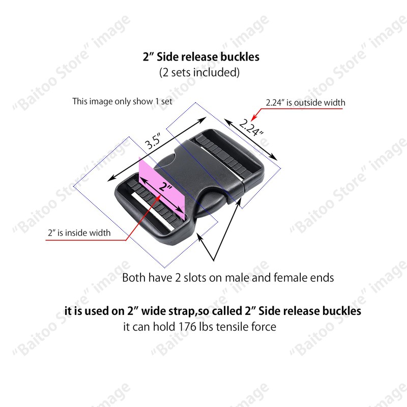 BOSWOAK Side Release Buckles Heavy Duty Plastic Buckle Clips Snaps