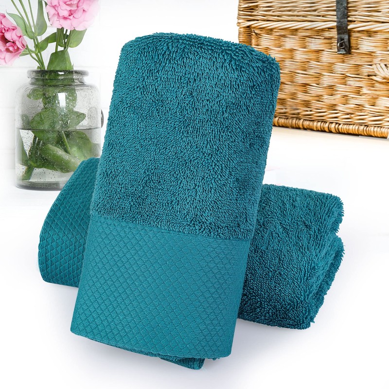 PiccoCasa 100% Cotton Hand Towels, 2 Pack Thick Face Towel
