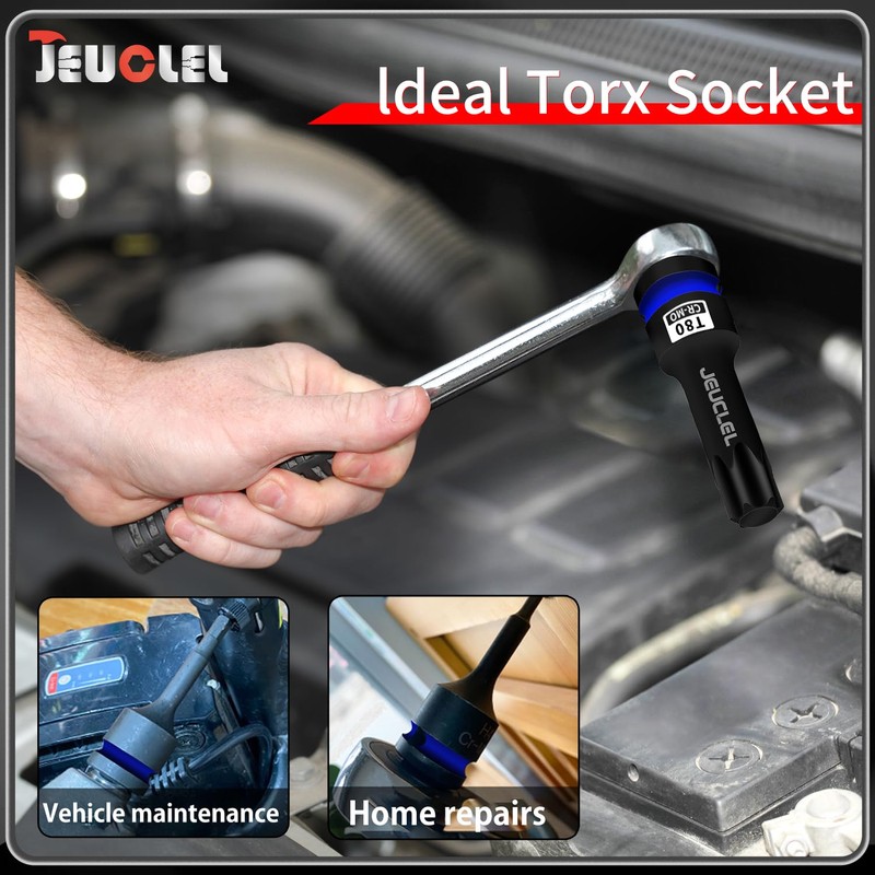 JEUCLEL T80 Torx Bit Socket, 1/2" Drive Torx Star 6