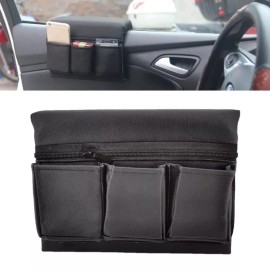 Unbranded Car Window Armrest Hanging Bag PU Leather Storage Pocket Organizer Accessories