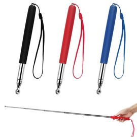 3 Pack Teachers Pointer Stick, Telescopic Teacher Pointer Stick Classroom Whiteboard Pointer Retractable Pointers for Classroom Office, Extends to 39'' (Red, Blue, Black)