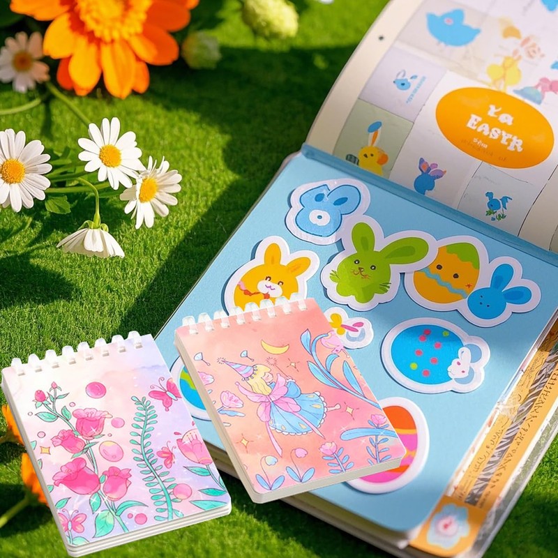 YIHUANYIFA 4pcs Small Notebooks Pocket Top Bound Spiral Panda Notepads