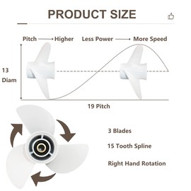 Boat Propeller for Yamaha 50 60 70 75 80 85 90 100 115 130 HP(13 x 19)