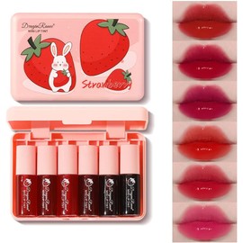 Miniling- Juego de 6 colores de tinte labial, mini lápiz labial líquido hidratante con efecto de terciopelo coreano, multicolor