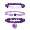 TOFBS Women's Natural Amethyst Bracelet Set Crystal Beads Bracelet with