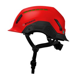 Studson SHK 1 Vented Safety Helmet - Ultralight, Modular Brim, Fidlock Buckle, 4 Point Strap, Breathable, Rainproof, 20KV Protection - Red, M/L, 53-59cm