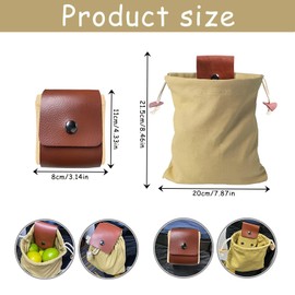 Molyorch Pack of 2 Foldable Belt Bag, Bushcraft Bag Made of Canvas, Foldable Canvas PU Leather, Specially for Outdoor Camping, Picnics and Leisure in the Garden, Brown, khaki, No