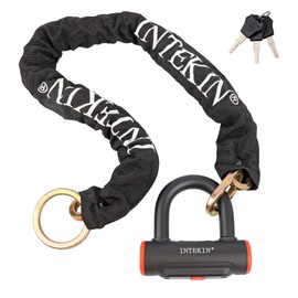 INTEKIN Motorcycle Chain Lock 3.3FT/100cm Bicycle Locks 8mm/10mm Thick Bike Lock Anti Theft Heavy Duty Security Chain with 16mm U-Lock for Motorcycles, Gates, and More