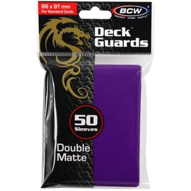 BCW Deck Guard - Double Matte Purple Card Sleeves | Acid-Free, Archival-Safe, No PVC | Anti-Glare Matte Finish | Fits Standard 2½" x 3½" Game Cards | Durable Deck Protector Sleeves | 50 Ct