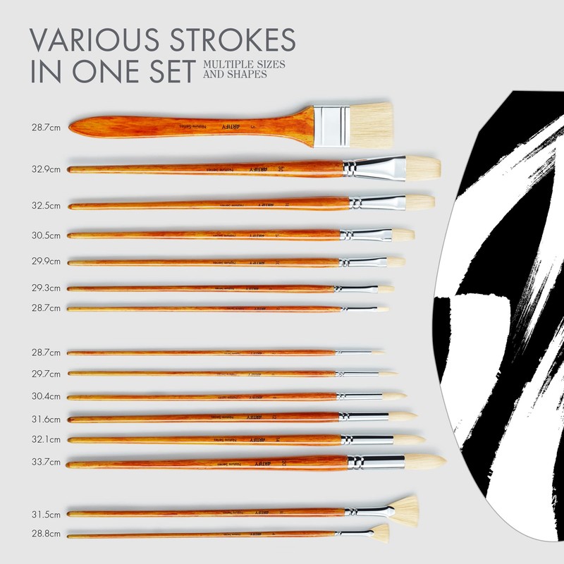 ARTIFY 15本セット プロフェッショナル ナチュラル プレミアム ブラシ オイル ペイント ブラシ セット