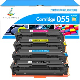 TRUE IMAGE 055 055H Toner Cartridge Set MF743Cdw MF741Cdw Compatible for Canon 055 055H for Color ImageCLASS MF745Cdw MF746Cdw LBP664Cdw MF740C LBP660C Printer (Black Cyan Magenta Yellow, 4-PK)