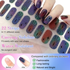 Boloshine Pack of 22 Semi-Cured UV Gel Nail Foils, Nail Stickers, UV Hardening Gel Nail Stickers in Salon Quality, Semi Cured Gel Nail Strips, UV/LED Lamp Required, Iridescent Starry Sky