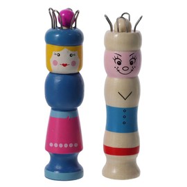 diyhub 2pcs Wood Doll Knitting Spool Bracelet Knitting Tool French Knitter Knitting Spool Wood Knitting Tool DIY Bracelet Knitting Machine