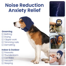 Nanaki Soft Dog Calming Hoodie Anxiety Relief Dog Ear Muffs Noise Protection Dog Ear Wrap Hematoma Fireworks Dog Ear Cover for Bath Blow Drying Dog Head Cover Noise Cancelling Sleep Help Headband