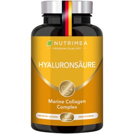 Hyaluronic Acid Capsules High Dose 400 mg Marine Collagen Enriched with Vitamin C + Vitamin A - N° 1 from France - Premium Hyaluronic for Skin, Joints Anti-Ageing