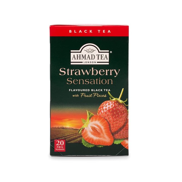 Ahmad Tea Strawberry Sensation Black Tea, 20-Count Boxes (Pack of 6)