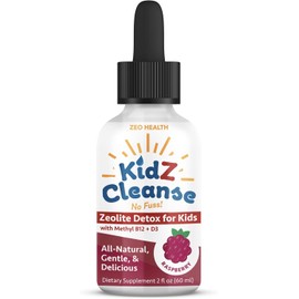Kidz Cleanse | Zeolite Detox for Kids | Development, Behavior, Energy and Gut Health Support Supplement | Easy to Take, Pure Liquid Zeolite Drops + Methyl B12 + D3 (Raspberry Flavor) - 2oz