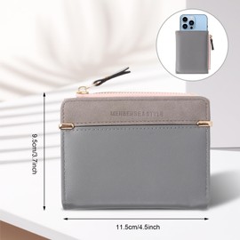 SIMDAO Grey Ladies Purse, Women Small Wallet Women Coin Purse Women Credit Card Holder PU Leather Wallet Small Wallets for Women RFID Blocking Zipper Coin Purse Ladies Small Purse (Grey)