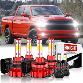 CHUSYYRAY For Dodge Ram 1500 2500 3500 2009-2018 LED Headlight Bulbs + Fog Light Kit