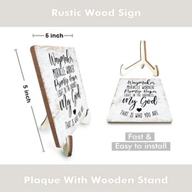 Motivational Wood Sign Rustic Desk Decor Home Farmhouse Office Decor Work Table Desk Accessories Decorative Christian Religious Bible Verse Faith Decorations Office Supplies for Desk Cubicle Decor