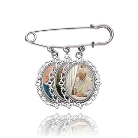 Wedding Boutonniere Bouquet Brooch Pins Bridal Bouquet Photo Charm for Wedding Memory Wedding Photo Pin Charms Wedding Bouquet Charm for Bride Memorial Gifts for Groom Bride 3 Wedding Photo Charm