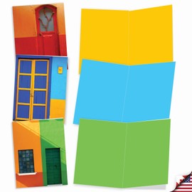 The Best Card Company - 10 Blank Note Cards Boxed (4 x 5.12 Inch) - Architecture, Assorted All Occasion Cards - Rainbow Doors M4622OCB-B1x10