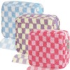 KOTORA 3pcs Checkered Mini Makeup Bag Pocket CosmeticBag Portable Zipper
