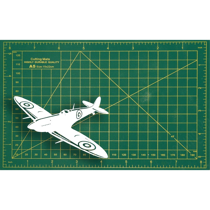 Spitfire Silhouette Vinyl Decal Sticker 4 inch Wide (100mm) (White)