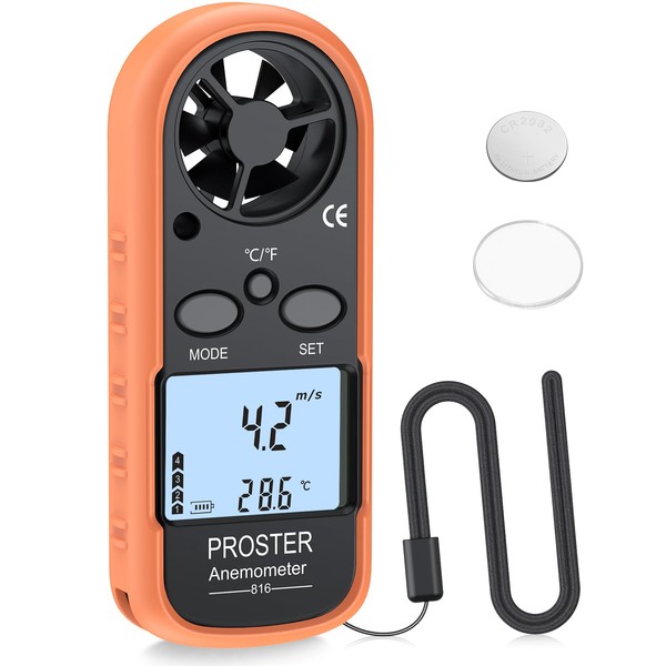 Proster Anemometer Handheld Digital LCD Wind Speed Meter Wind Gauge