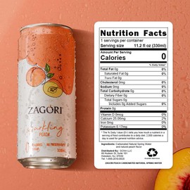 Zagori Sparkling Peach 330ml - No Sugar - No Calories - No Preservatives - Product of Greece - Pack of 4
