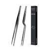 10-inch Cooking Tweezer and Offset Tweezer Set, Tongs Precision Serrated