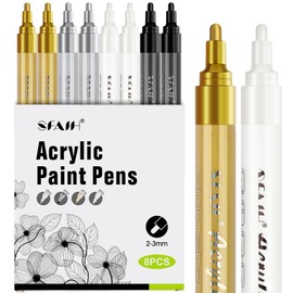 SFAIH Paint Markers Pens - 4 Colors 8 Pack Ultra-High Coverage Acrylic Paint Pens for Rock, Paper, Wood, Fabric, Glass, Metal, Ceramic, Painting, DIY Art Projects, Crafts, Large Capacity Permanent Ink