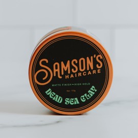 SAMSON'S HAIRCARE Dead Sea Hair Clay, Nourishing and Revitalizing Hair, With Black Hawaiian Sea Salt, High Hold, Ultra-Matte Finish, 4 oz.