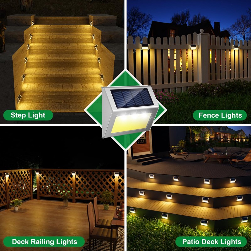 JSOT 12 Pack Solar Lights Outdoor Waterproof for Stairs Decor,
