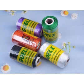 GOELX Silk Thread for Jewelery-Making 5 Spools - Black, Purple, Red, Green and White