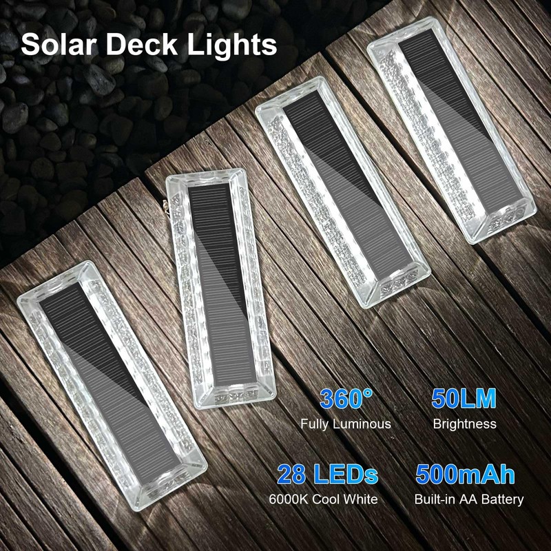 Lacasa Solar Driveway Lights 8 Pack, White LED Outdoor Deck