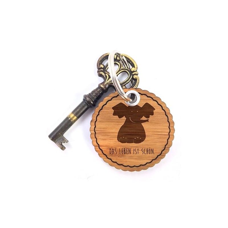 Mr. & Mrs. Panda Round Wave Keyring Elephant Sitting -