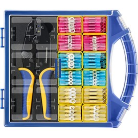 haisstronica 380PCS Marine Grade Heat Shrink Wire Connectors Set, 22-10 AWG Electrical Wire Connectors Kit,Ring Fork Butt Splice(3Color/12Size),with 9" Crimping Tools and Organizer